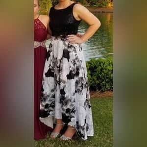2 piece high-low formal gown.